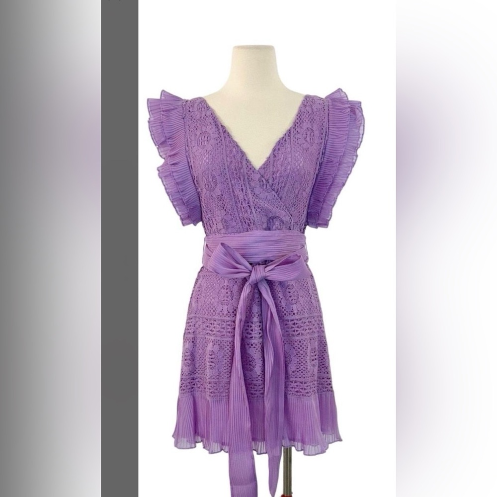 LoveShackFancy Purple Lace Midi Dress